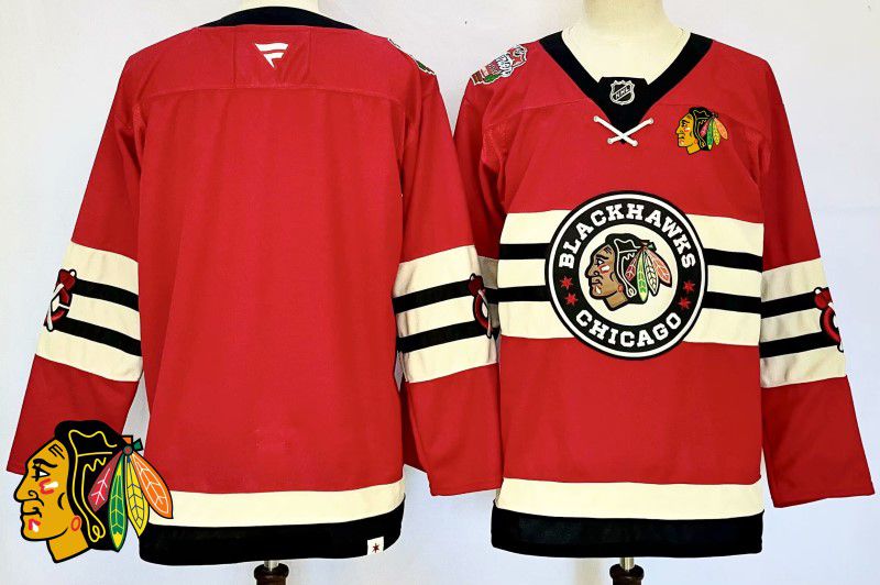 Men Chicago Blackhawks Blank Red Fanatics 2025 NHL Jersey style 1->chicago blackhawks->NHL Jersey